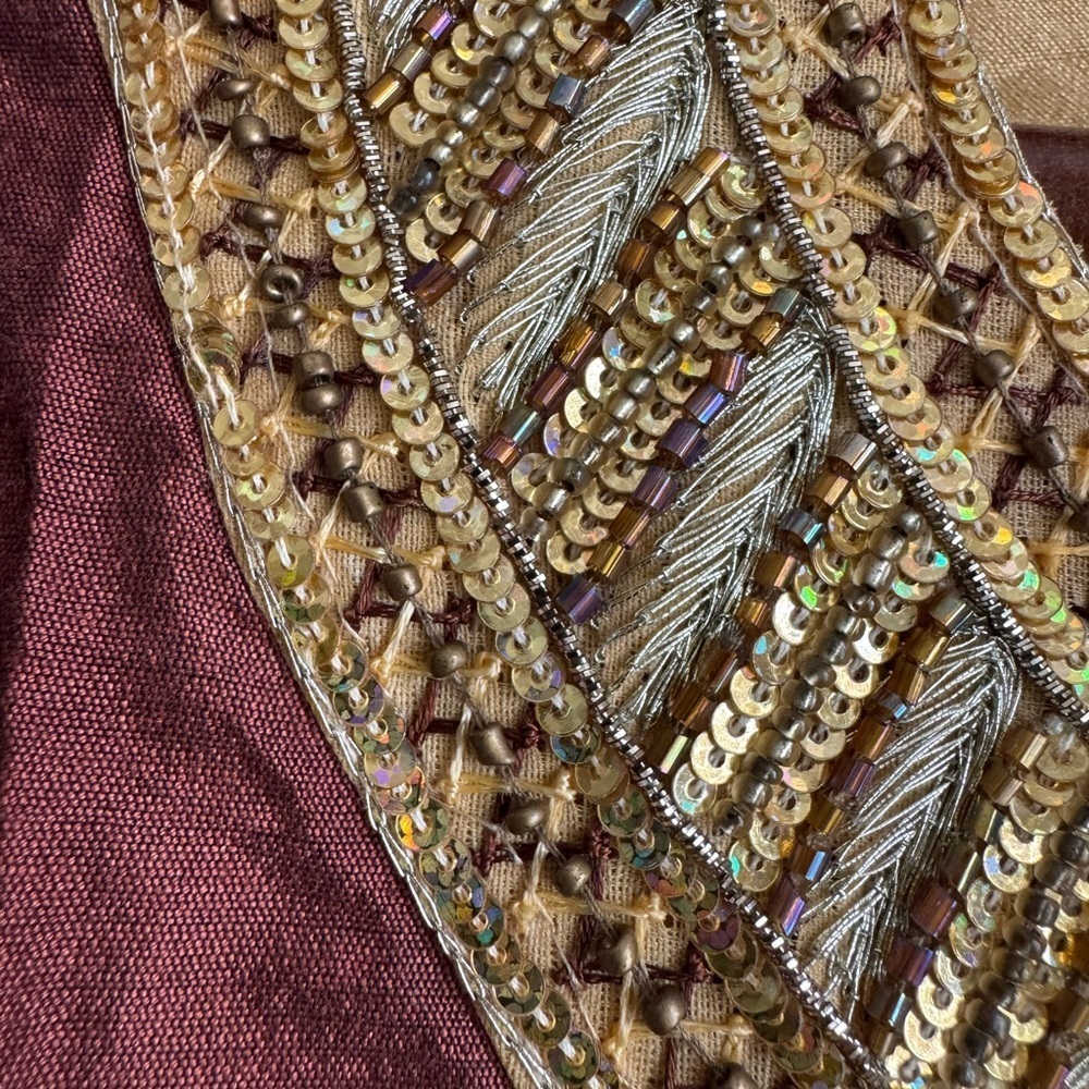 Gold Brown V Neck Long Sleeve Kaftan - Picture 12 of 14
